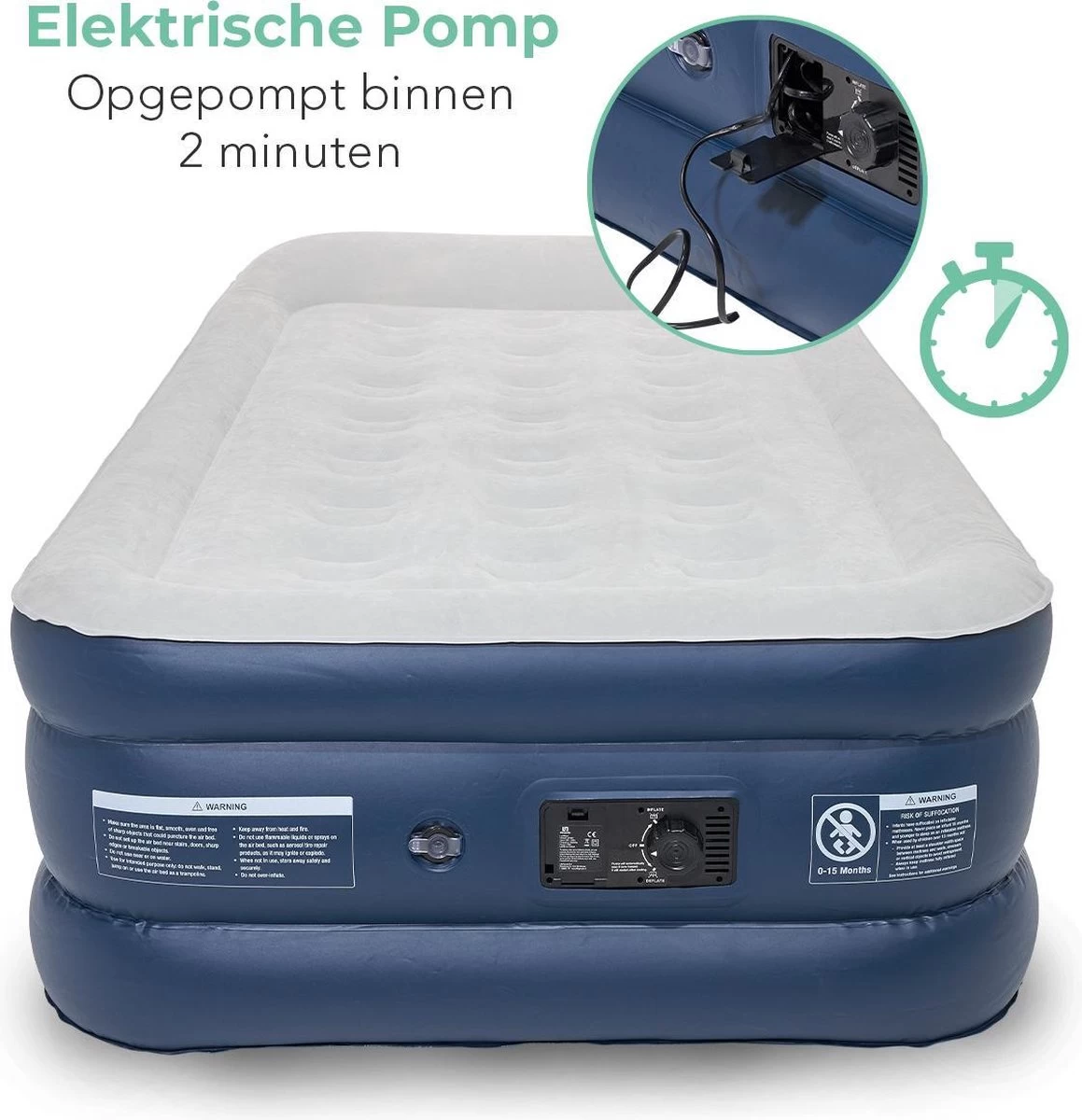 LifeGoods Luchtbed - 1 Persoons - Met Ingebouwde Pomp - Incl. Draagtas En Reparatiekit - Afbeelding 4