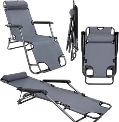 Ligstoel Opvouwbaar 155x60cm - Lichte Ligbed Relaxstoel Tuinstoel Campingstoel Strandstoel