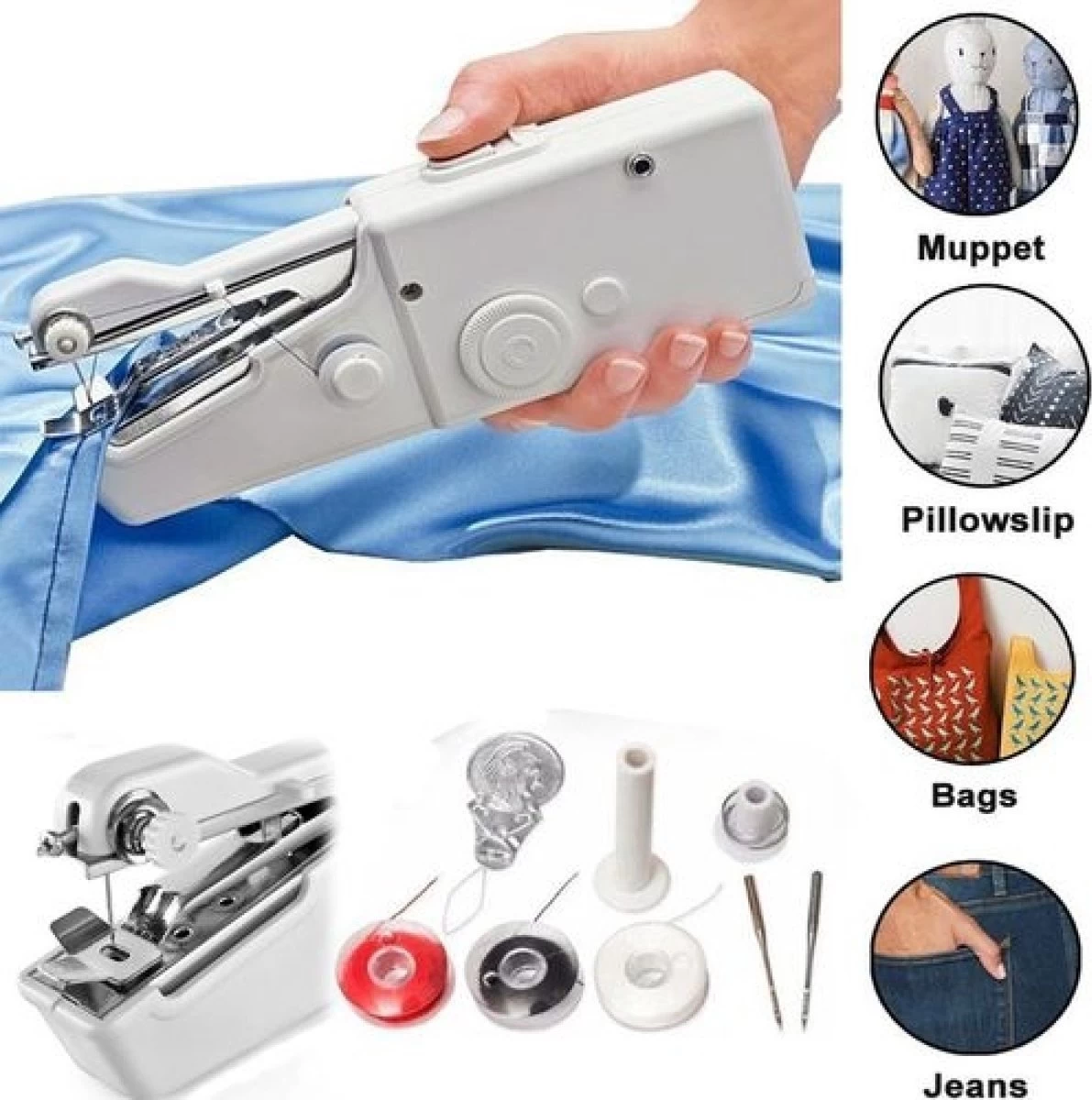 Borvat® | Elektrische Mini Handnaaimachine | Repareren Van Kleding Scheuren Of Gaten | Compact Voor Reizen Of Vakantie | Draadloze Hand Naaimachine Op Batterijen - Afbeelding 2