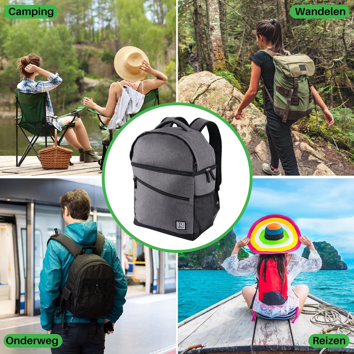 Brisby 4 Laags Geïsoleerde Koeltas Rugzak - 25 Liter - Met Handige Vakken Voor Bestek En Essentials - Waterafstotend Materiaal - Donkergrijs - Afbeelding 6