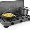 Campart Campingkooktoestel GA-8403 - Gas Kooktoestel 3 Pits - Kookplaat Kamperen - Grijs