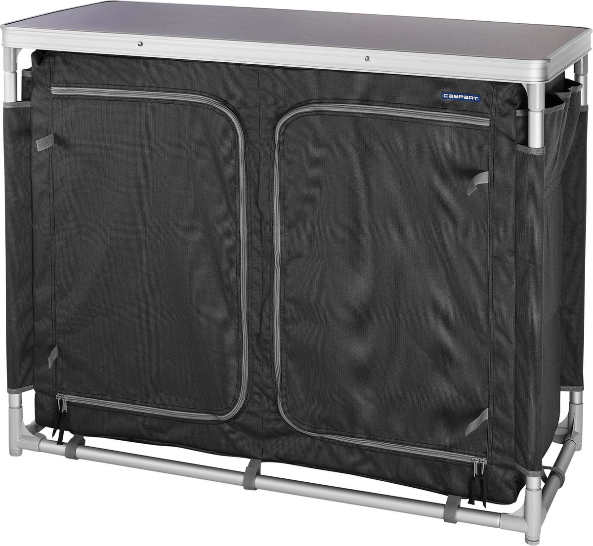 Campart Campingkeuken KI-0734 - Campingkast Groot - 4 Verstelbare Poten - Opvouwbaar En Lichtgewicht - Inclusief Opbergtas - Grijs - Afbeelding 11