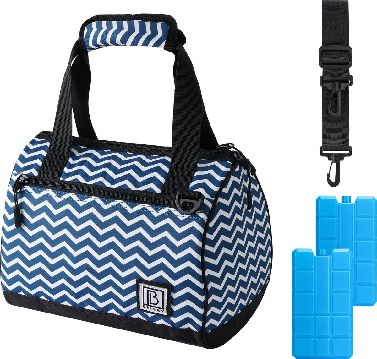 Brisby 4 Laags Geïsoleerde Koeltas - Lunchtas 10 Liter - Zigzag Blauw