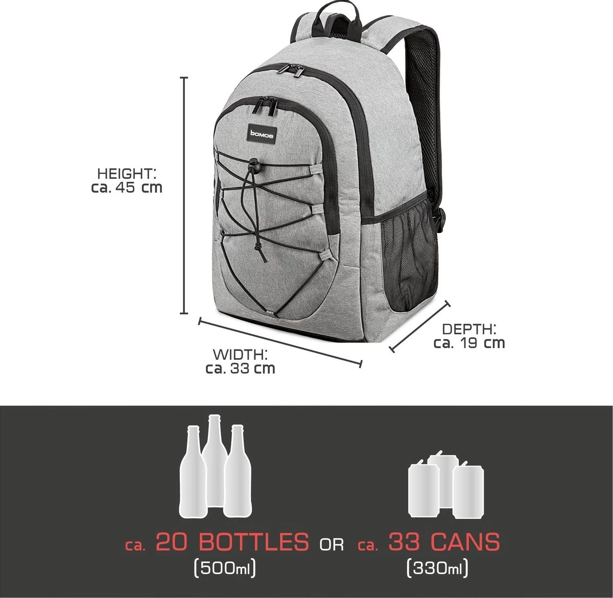 Bomoe Koeltas Rugzak IceBreezer KR45 Koelrugzak Grijs 45x19x33 Cm - 25 Liter - Afbeelding 2