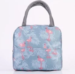 Koeltas - Lunchtas - Volwassenen En Kinderen - Compact & Handig: Zomer - Picknick -School - Lunch - Werk - Grijs Flamingo
