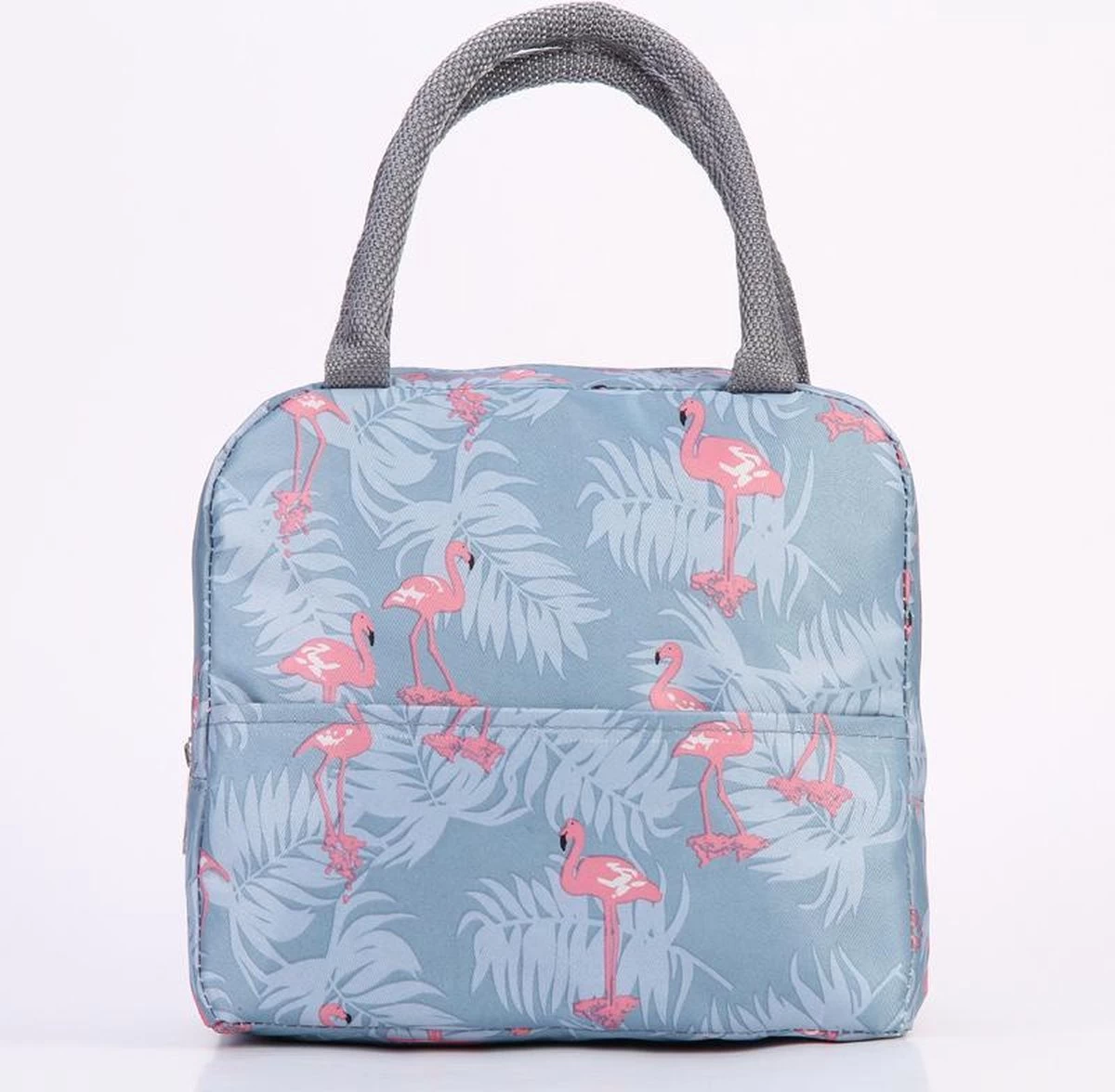 Koeltas - Lunchtas - Volwassenen En Kinderen - Compact & Handig: Zomer - Picknick -School - Lunch - Werk - Grijs Flamingo