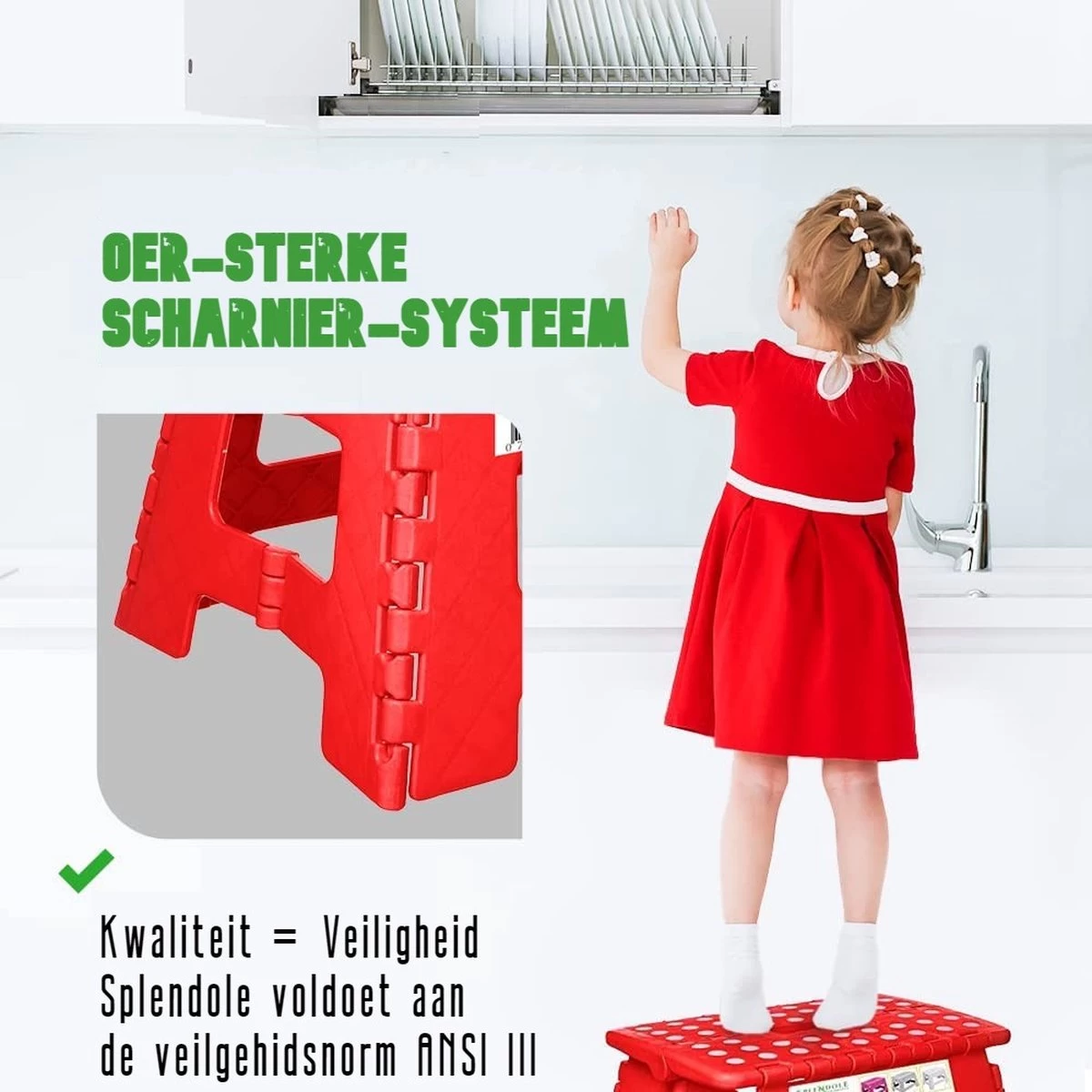 Splendole Opstapje Inklapbaar Caravanopstapje - Opvouwbaar - 100 Kg - Rode Krukje - Afbeelding 4