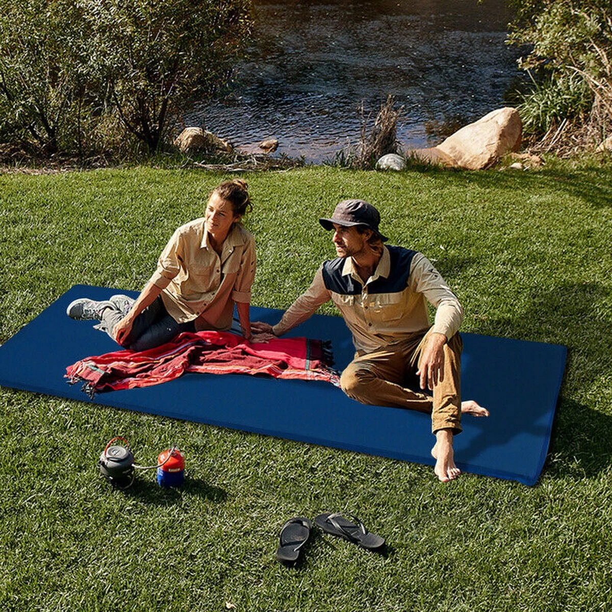 HikeMeister- Slaapmat - 200x 66 X 10 Cm - Zelfopblazend - 1 Persoons - Blauw