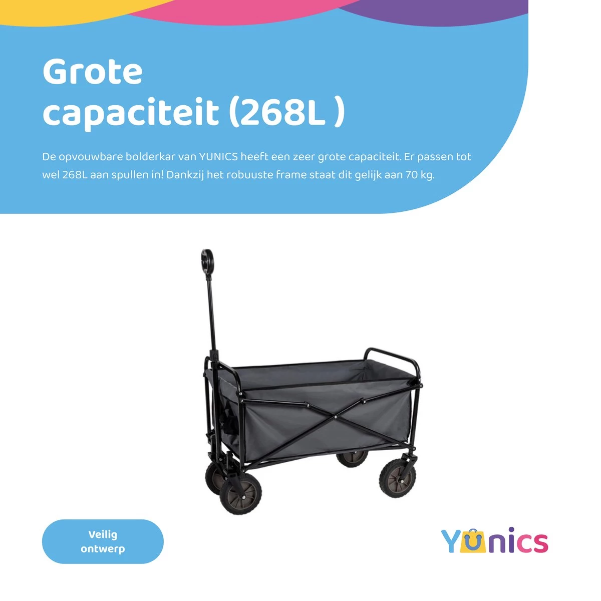YUNICS® Bolderkar Opvouwbaar - Bolderwagen Met Stevig Harmonicaframe - Draaibare Wielen - 70KG Draagkracht - Groen - Afbeelding 3