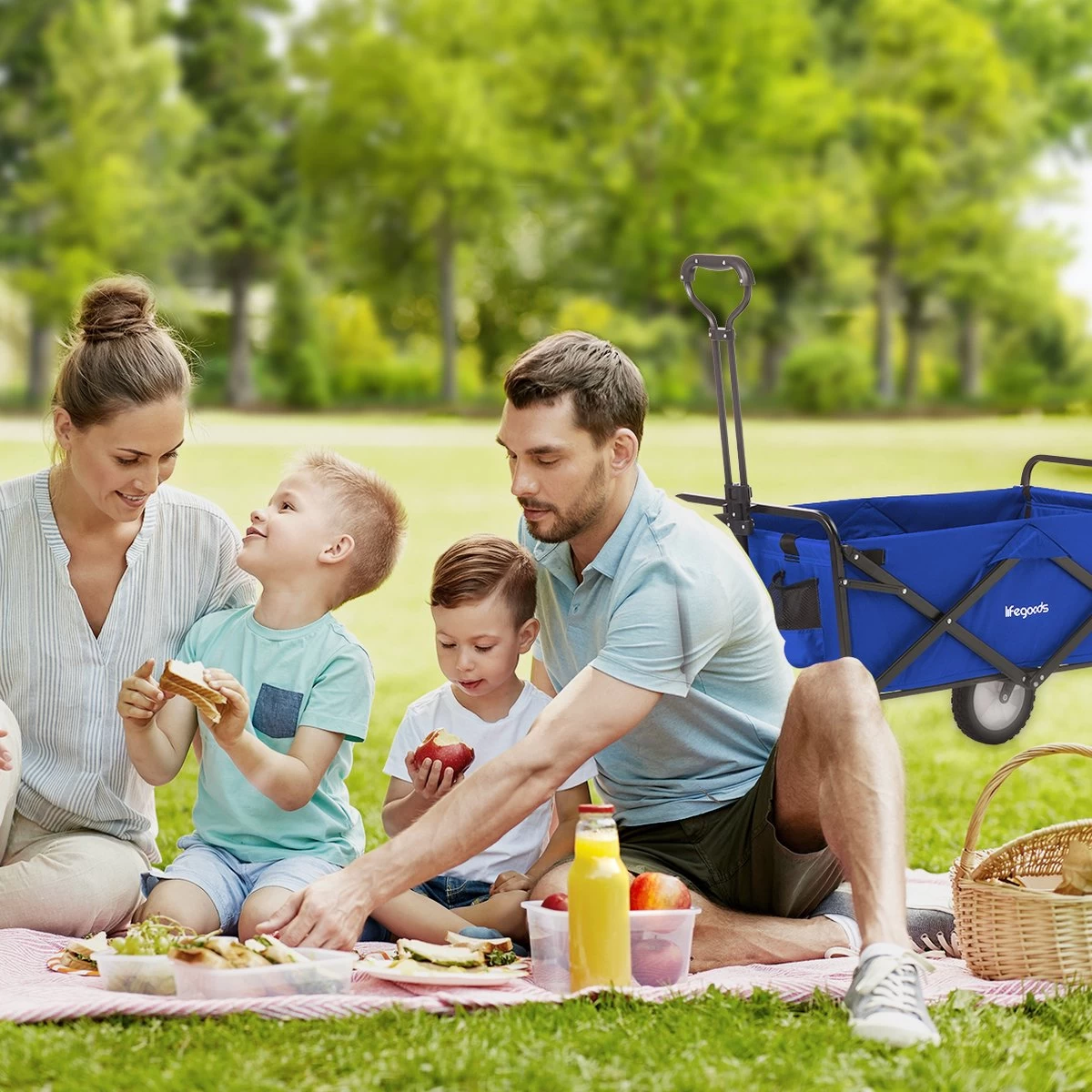 LifeGoods Bolderkar - Opvouwbaar - Draaibare Wielen - 2 Standen - 70KG Draagkracht - Blauw - Afbeelding 6