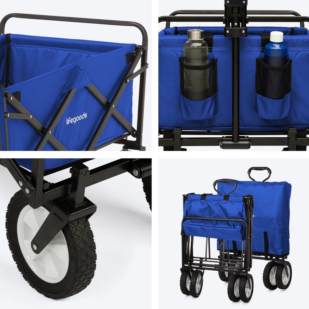 LifeGoods Bolderkar - Opvouwbaar - Draaibare Wielen - 2 Standen - 70KG Draagkracht - Blauw - Afbeelding 8