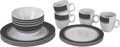 Bo-Camp - Servies - Classic - 16-Delig - Wit/Grijs
