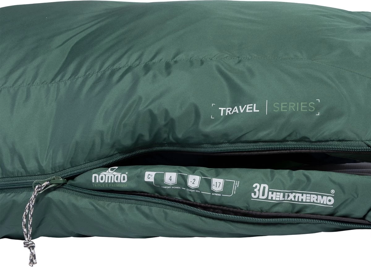 NOMAD® Triple-S Premium Plus Slaapzak (Links) | 220x80cm Groen | Lichtgewicht & Kwalitatief | Slaapzak | Incl Hoes - Afbeelding 6