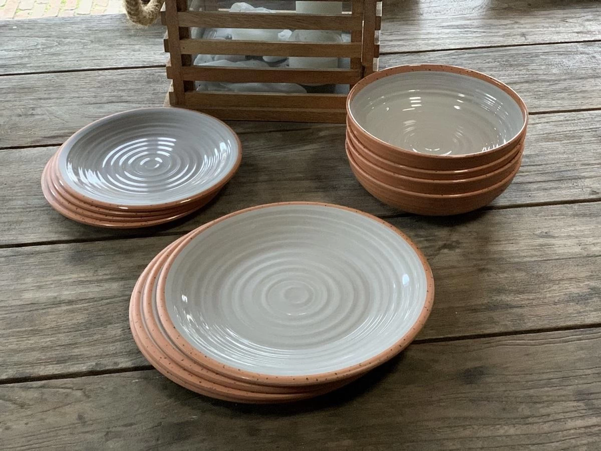 Camping Servies - 12 Delig – 100% Melamine Servies Set – Campingservies – Melamine Servies - Terracotta Style - Afbeelding 3