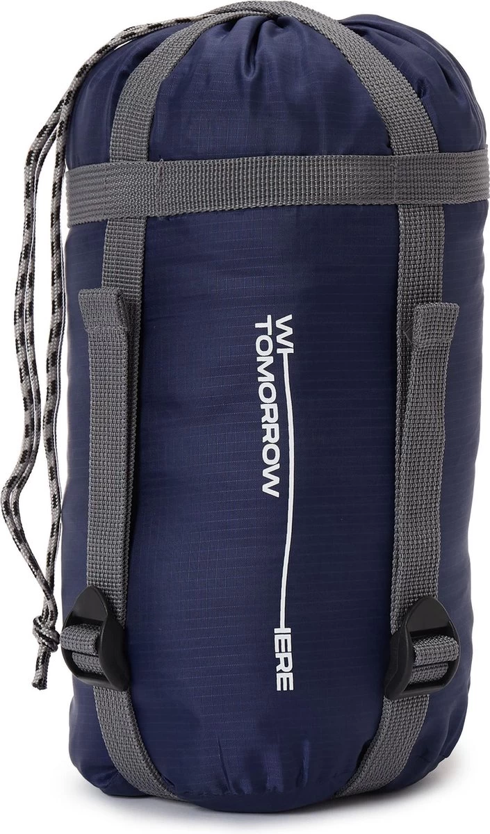 Where Tomorrow Outdoor Slaapzak | Klein En Zacht | 220 X 80 Cm X 50 Cm, Inclusief Opbergzak |ingepakt 26 X 14 Cm | 700g | Marineblauw - Afbeelding 2