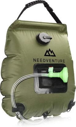 Needventure Solar Douche - Camping Douchezak - Buiten Douche - Tuindouche - Inclusief Thermometer - Waterzak Met Douchekop - 20L - Groen