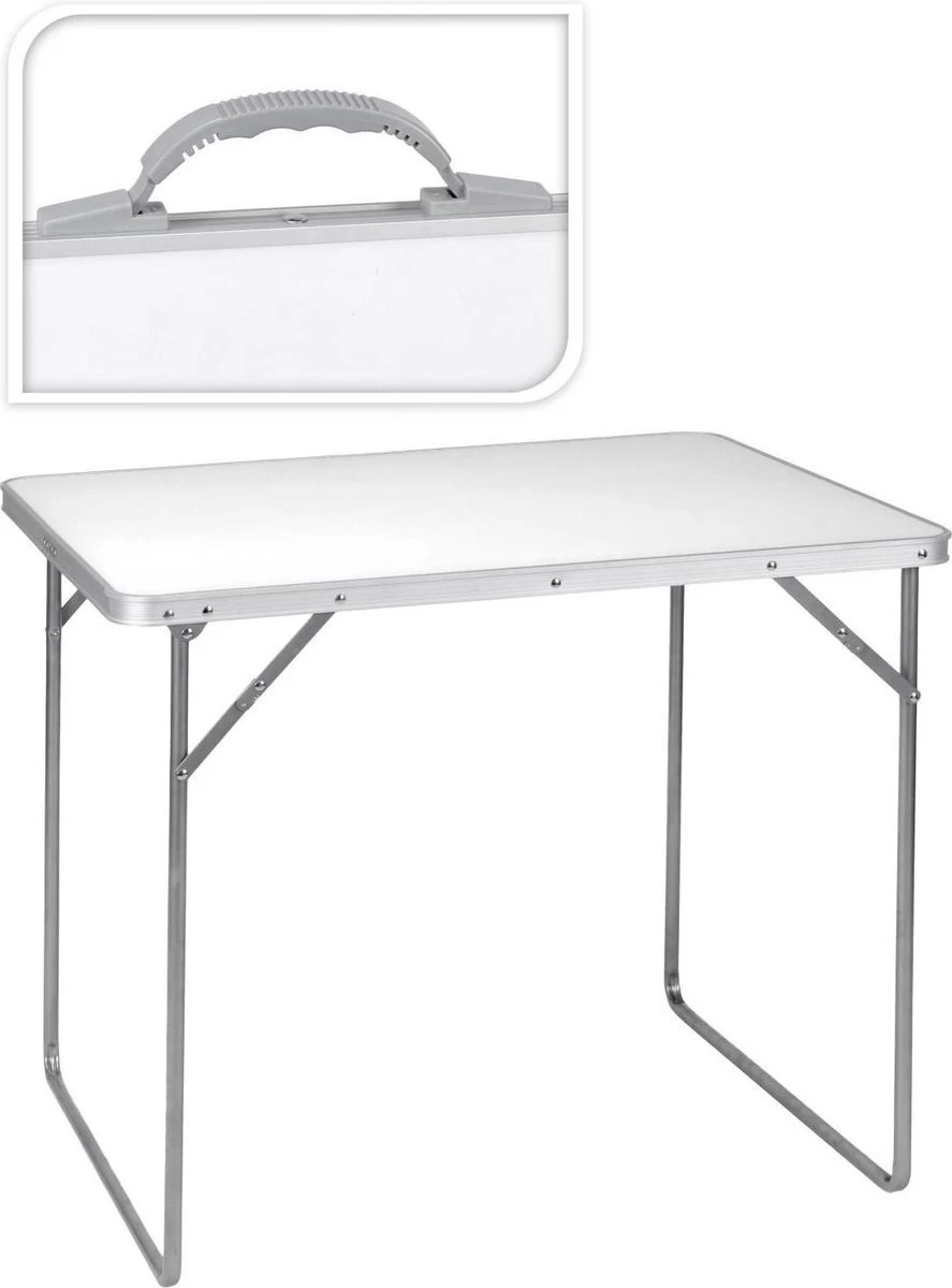 GENERIC Campingtafel Wit - 80 X 60 X 69 Cm - Tuintafel - Inklapbaar